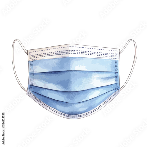 WatercolorStyle Light Blue Surgical Face Mask with Ear Loops