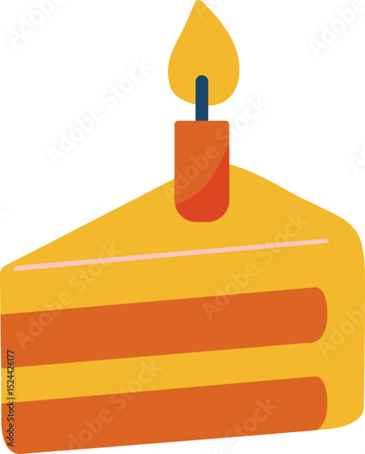 Slice of Celebration: A delightful slice of cake, complete with a flickering candle, symbolizes joy, and memorable moments. Perfect for illustrating birthdays and celebratory occasions.