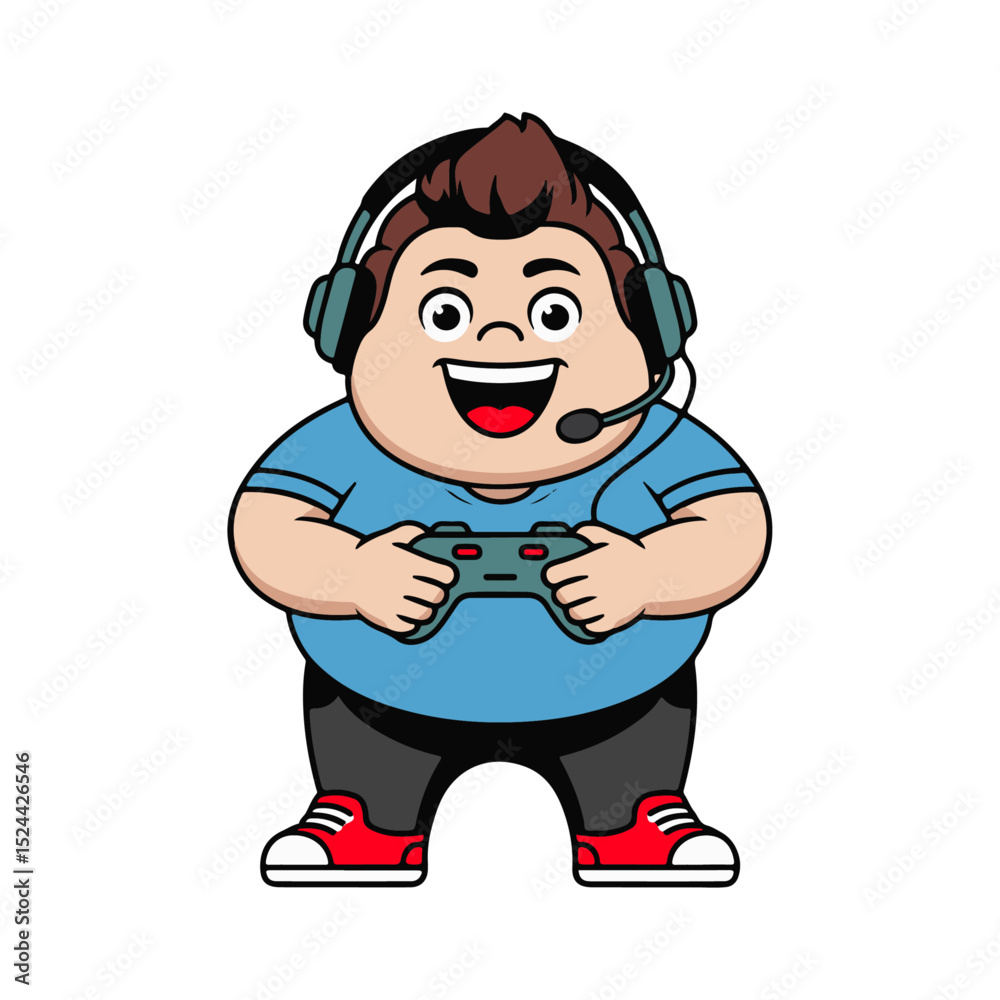a illustration of a boy with headphones playing a video game a illustration of a boy with headphones playing a video game