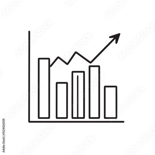 Hand drawn bar graph showing growth and increase