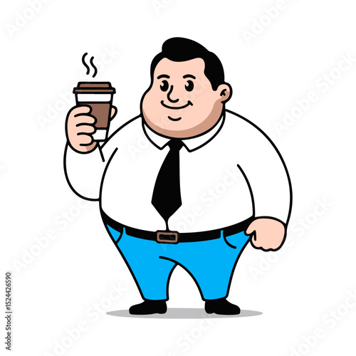 a illustration of man with a cup of coffee