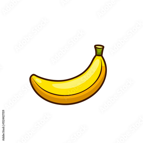 Banana icon. Yellow ripe banana. Fresh fruit. Healthy food concept. Vector