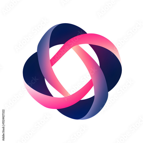 A blue and pink spiral with a white background. The spiral is made up of two blue lines and two pink lines