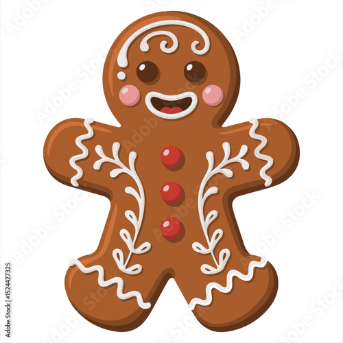 Happy Gingerbread Man Ready for Christmas