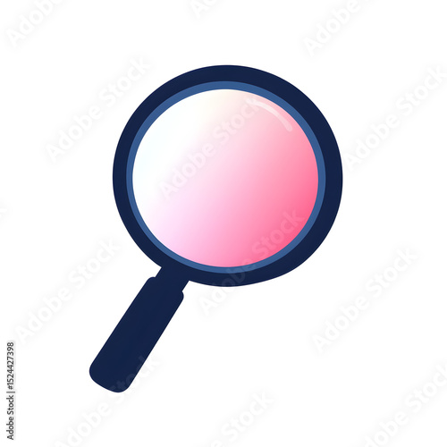 A close up of a magnifying glass with a pink and blue tint. The image is of a magnifying glass with a pink and blue tint, which gives it a unique and artistic appearance