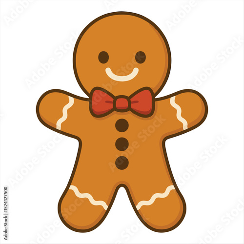 Cheerful Gingerbread Man with Bow Tie