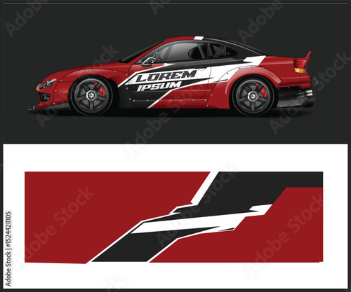Red and Black Sports Car Wrap Design Template