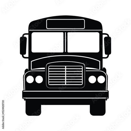 School bus front view vector silhouette  