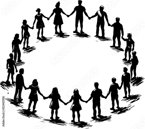 Unity in diversity a circle of people holding hands community gathering outdoor setting aerial view togetherness