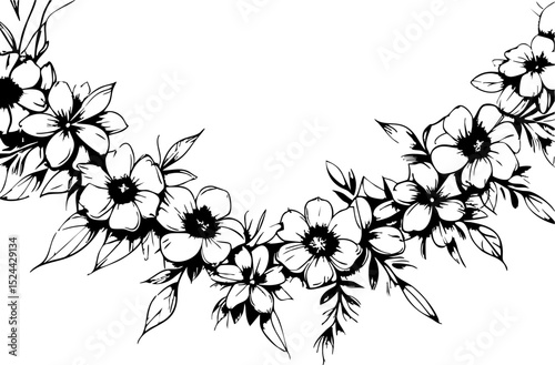 Delicate floral border design for elegant invitations creative studio digital art minimalist style close-up view artistic