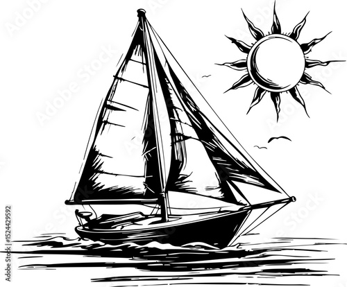 Sailing adventure at sunset ocean view black and white serene waters artistic perspective nautical