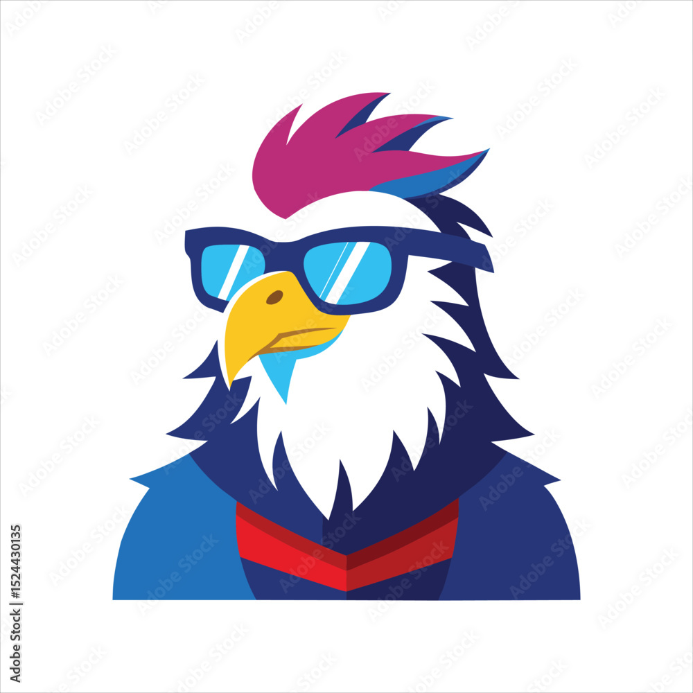 Fototapeta premium Cool Hawk Cartoon with Sunglasses Vector Art