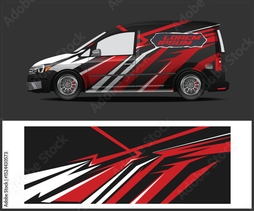 Red Black White Abstract Van Wrap Design Template