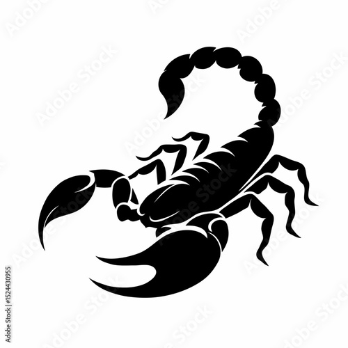  Black scorpion silhouette in bold graphic style

