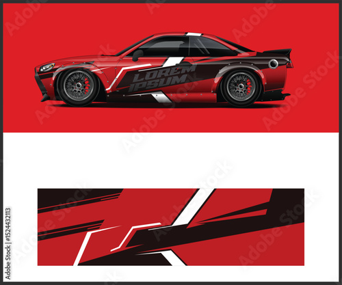 Red and Black Custom Car Wrap Design Template