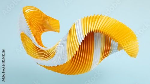 Abstract yellow and white flowing ribbons