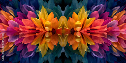 A colorful flower with a rainbow of colors