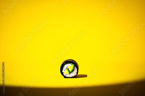 Isolated sushi roll on yellow background
