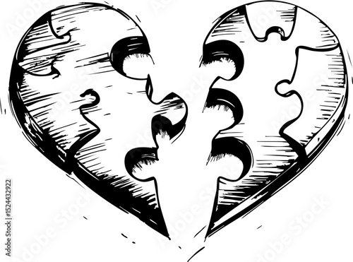 Emotional breakup scene abstract heart puzzle intimate setting close-up viewpoint love and loss