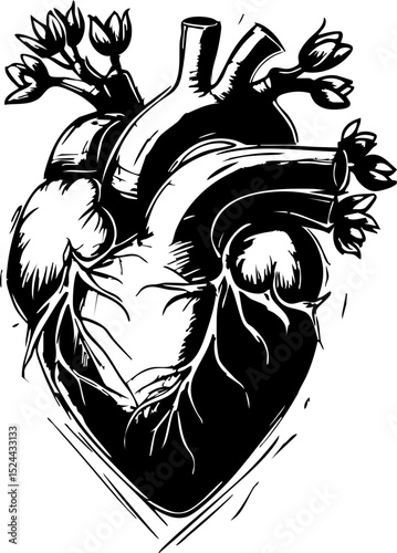 Artistic representation of a heart creative studio digital contemporary art close-up symbol of life and emotion
