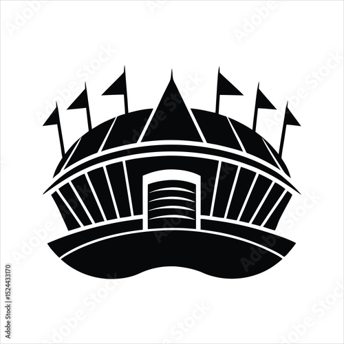  Sports Stadium Silhouette Vector Illustration