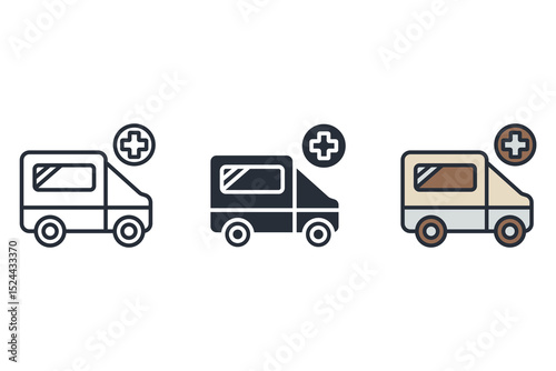 ambulance icons isolated on White Background. Flat style design

