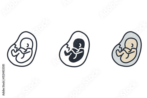 embryo icons isolated on White Background. Flat style design