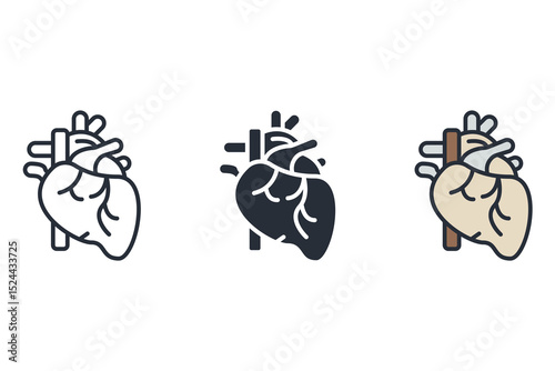 heart icons isolated on White Background. Flat style design