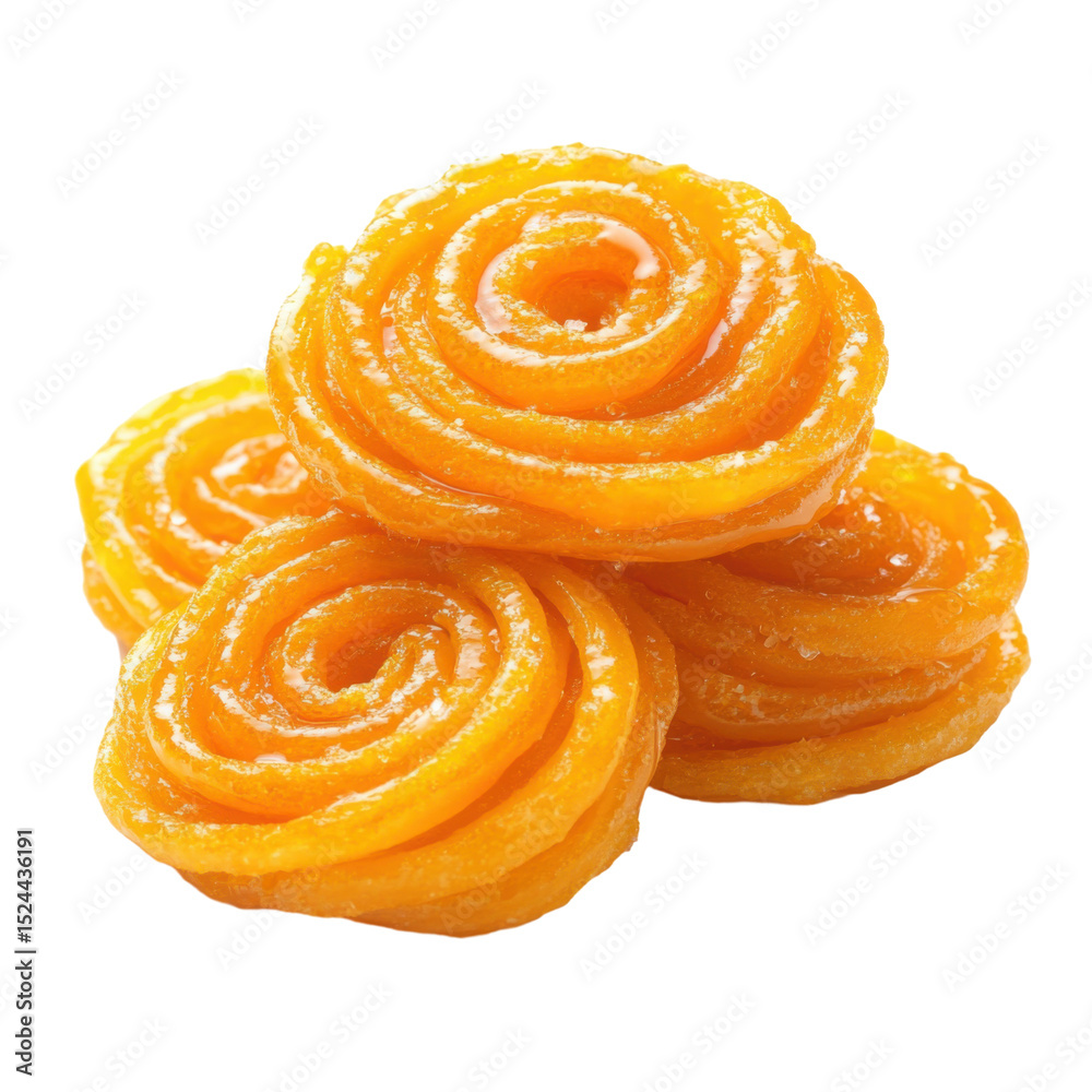 Fototapeta premium Golden Saffron Jalebi Twists with Syrup Glaze