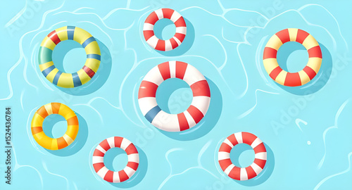 Summer pool accessory, Inflatable tube icon, Swimming float circle, Beach float tube, Pool party float, Safety ring illustration, Lifesaver ring vector, Inflatable donut float, Round pool float, Water