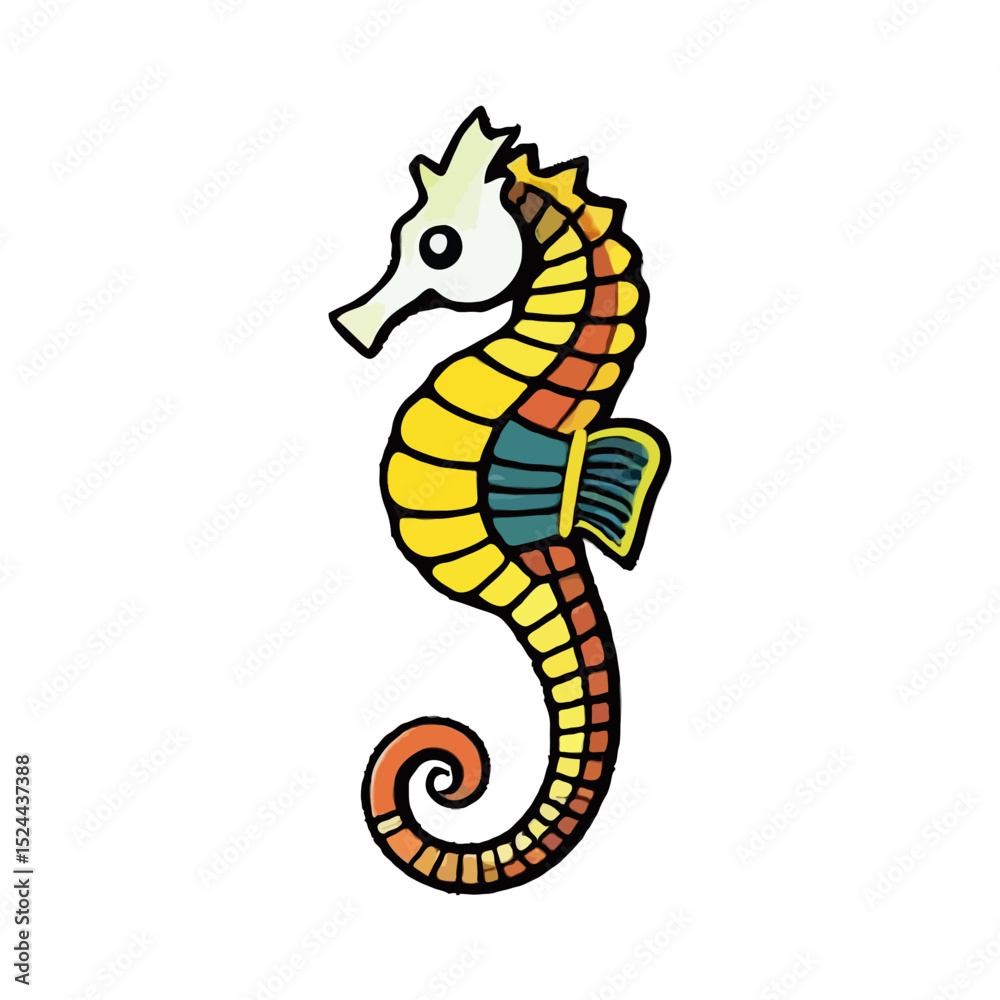 Fototapeta premium Iconical, Contoured Sea Horse Design