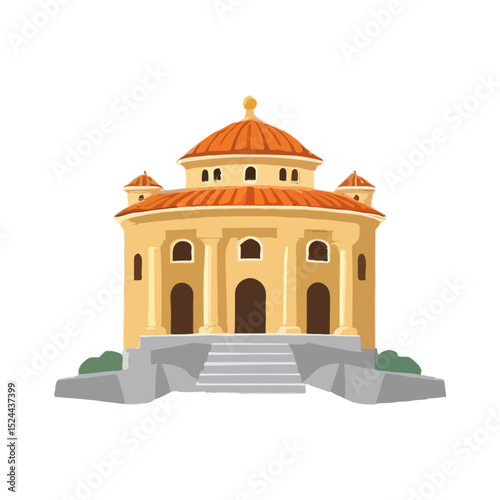 Detailed Roman Safari Villa Illustration