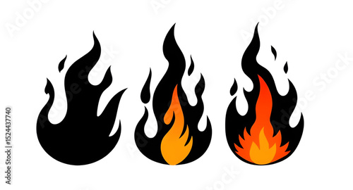 Set of fire flames, Fire flame vector set, Flame icon collection, Burning flames set, Fire icon pack, Realistic fire flames, Cartoon fire flames, Abstract fire set, Blazing flames vector, Fire symbols
