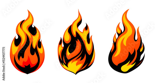 Set of fire flames, Fire flame vector set, Flame icon collection, Burning flames set, Fire icon pack, Realistic fire flames, Cartoon fire flames, Abstract fire set, Blazing flames vector, Fire symbols