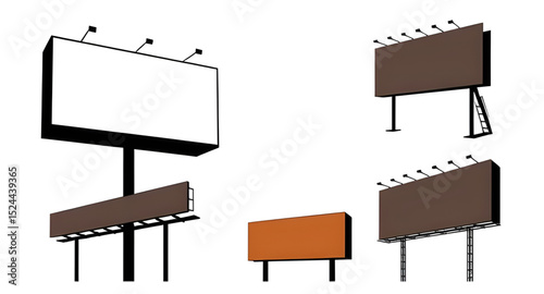 Blank billboard set, Empty billboard mockup, Billboard collection, Blank outdoor signs, Advertising board vector, Billboard design template, Urban billboard set, Roadside billboard mockup, Empty adver