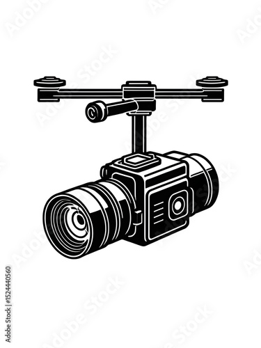 camera gimbal aerial vehicle line icon vector. camera gimbal aerial vehicle sign. isolated contour symbol black illustration