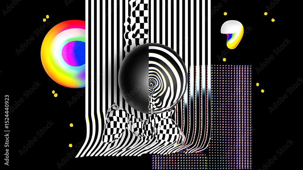 Fototapeta premium Surreal abstract black and white composition