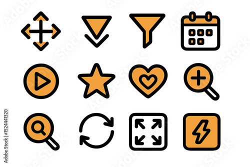 Minimalist icon set for apps and websites on textured background