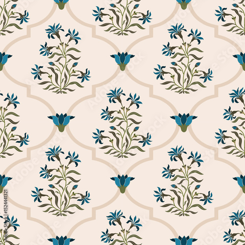 Hand drawn colourful geometric flowers, seamless patterns with floral for fabric, textiles, clothing, wrapping paper, backdrop, banner, illustration, abstract backgrounds.

