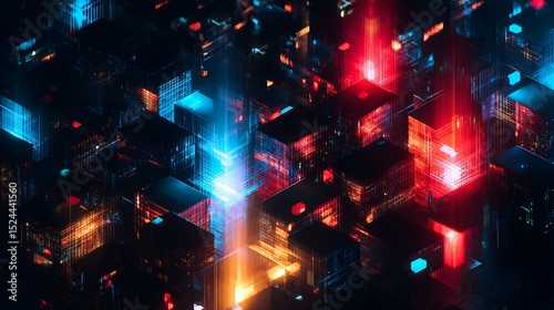 Abstract digital blocks with vibrant colors