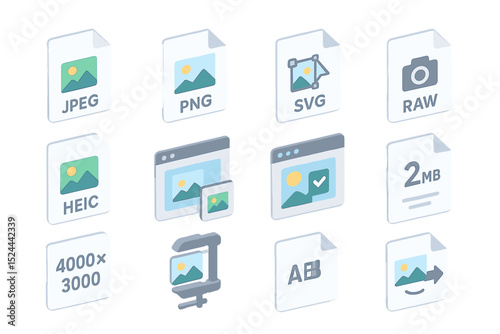 Image file formats and settings icons