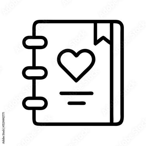 Gratitude journal with heart symbol and bookmark in minimalist design  
