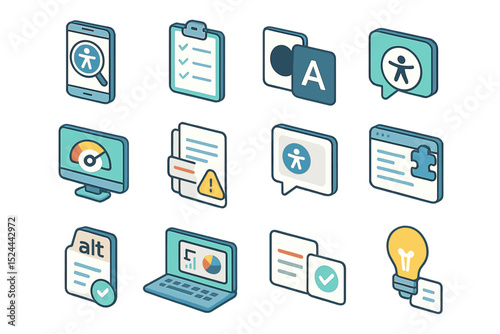 Diverse accessibility icons highlighting digital inclusivity tools and features