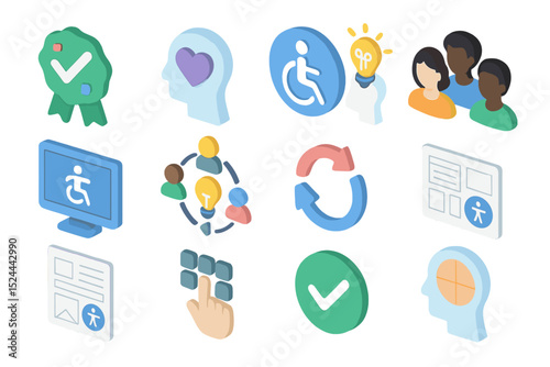 Colorful icons representing accessibility and inclusivity concepts