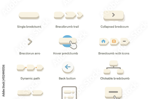 Set of bredcrumb ui elements with icons and dynamic paths