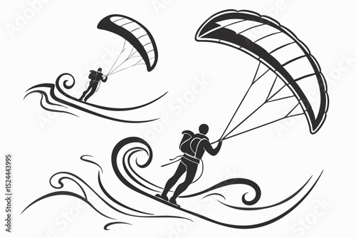Water skiing silhouette, Water ski vector, Water skiing svg, Water skiing icon set, Water skiing clipart