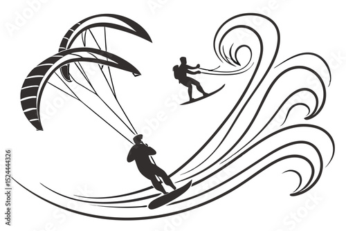 Water skiing silhouette, Water ski vector, Water skiing svg, Water skiing icon set, Water skiing clipart