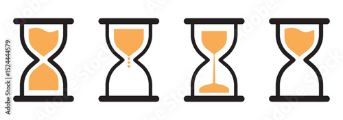 hourglass icon set . Sand watch icon set. Hourglass symbol. Sandglass logo. Flat vector illustration.