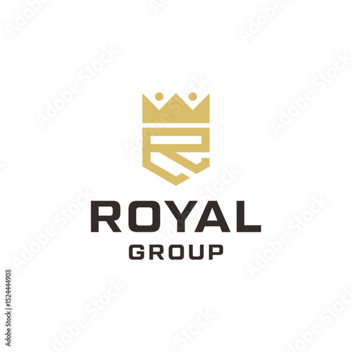 Letter R crown jewelry golden logo vector illustration