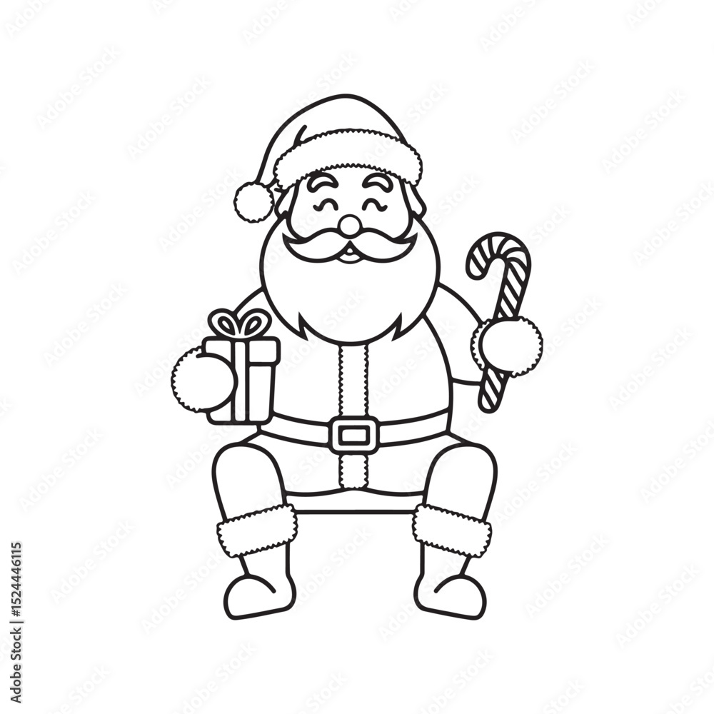 Fototapeta premium Santa Claus black icon on white background Santa Claus silhouette